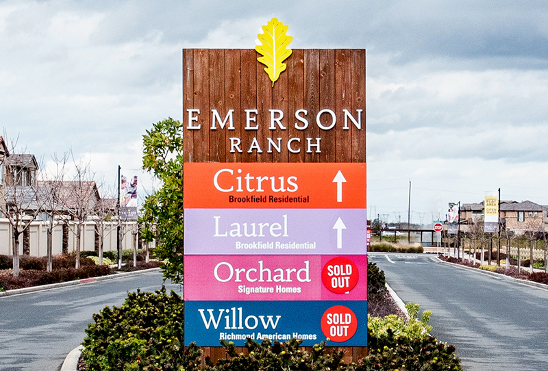 Ladder sign, Laurel at Emerson Ranch, Oakley, CA, sign by Marketshare, sales environments and signage for new home builders